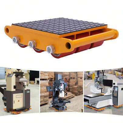 SENDERPICK Carro de transporte de acero aleado de alta resistencia con chasis direccional, 15 toneladas, ruedas de alta resistencia para transporte de maquinaria, 9 ruedas, carro de transporte giratorio de 360°, chasis de transporte, ruedas para tanques para transportar objetos grandes y pesados, amarillo