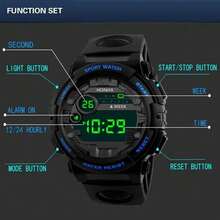 1pc Digital Sport Watch With Luminous Display, Stopwatch, High Quality, Alarm - Black Round Dial Silicone Strap For Teens, Students, Couples, Daily Use, Couples Casual Attire, Modern Wristwatch, Durable Timepiece