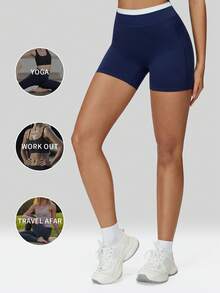 MFVIM Pantaloni scurți sport pentru femei, cu talie înaltă, mulați, în culori contrastante, potriviți pentru tenis, pickleball, ciclism, antrenamente la sală