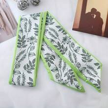 Korean-Style Printed Long Scarf, New Women'S French Headband For Spring And Autumn, Lazy Neck Scarf, And Bag Tie. - màu xanh lá - Xem 1