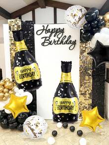 Bộ 2/8 bóng bay lá vàng đen mừng sinh nhật, bao gồm chai đựng bóng bay mừng sinh nhật, bóng bay tròn mừng sinh nhật và bóng bay lá vàng đen hình ngôi sao, thích hợp để trang trí tiệc sinh nhật, phụ kiện sinh nhật màu đen và vàng, kỷ niệm, phông nền chụp ảnh, tiệc tắm, trang trí nhà cửa - Nhiều màu - Xem 3