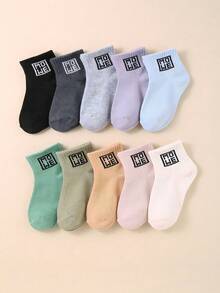 20 Pairs Kids/Children Unisex Casual Short Socks, Suitable For Daily Wear All Year Round, Popular For Spring, Summer, Autumn, Winter - Multicolor - View 6