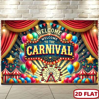 2D Banner 1pc Welcome Carnival Backdrop Banner - Polyester Party Decoration, Multi-Functional Indoor/Outdoor Photography Backdrop - Celebration Event Studio Prop, No Power Required, Indoor Decor, Outdoor Decor, Themed