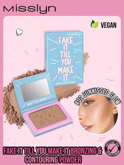 MISSLYN-FAKE IT TILL YOU MAKE IT 古铜修容粉，My Sparkly Secret 古铜修容粉，古铜粉，哑光古铜粉，高显色度，质地细腻柔滑，带镜子，面部轮廓修容古铜粉，持久妆效，轻盈透气，易于涂抹，纯素配方，无动物实验