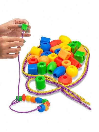 170pcs Plastic Beads Set, Fun Shapes, Promote Fine Motor Skills Development - Beading Toys, Numbers, Activity Skills, Educational, DIY Kit, Suitable As Christmas Birthday Gift