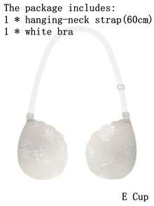 ideaCCSZ 1件/2件装蕾丝隐形文胸，白色粘性聚拢文胸，硅胶乳贴，前扣自粘设计，后背带，可重复使用，适合婚礼和无肩带晚礼服