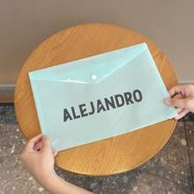 1pc Customized Engraved A4 File Folder, Customized Morandi Color Button Sealed Plastic File Bag - Laser Engraved - Suitable For DIY And A4 Size, Soft Material, Easy To Carry, Large Capacity, Can Hold Documents, Papers, Exams, Etc.; Office, Study, Daily Storage All Can Meet The Needs, Multi-Functional Scenarios, Suitable For Students, Business Office, Home, Back To School Season