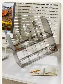 1pc Transparent Acrylic Desktop Bookshelf, Book Stand, Office/Student Document/Book Storage Organizer Rack - Multicolor - View 4