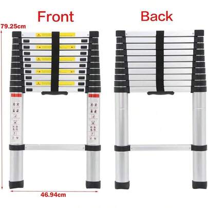 LMstarz Scala telescopica in acciaio inossidabile | Scala telescopica multiuso da 3,2 m | Antiscivolo, leggera, portatile, capacità di carico 150 kg | Ideale per la pulizia delle grondaie esterne domestiche