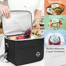 New Portable Lunch Bag Food Thermal Box Waterproof Office Cooler Lunchbox With Shoulder Strap Insulated Case,Large-Capacity Travel Hand-Held Shoulder Strap Insulated Bag, Lunch Box Bag, Student Thickened Waterproof Lunch Bag, Fresh-Keeping Aluminum Foil Picnic Bag