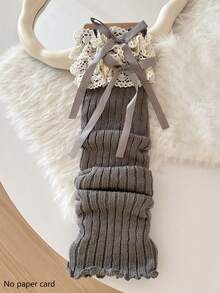 1/2/4/6双装女士彩色蝴蝶结蕾丝边过膝保暖腿套，可爱时尚，适合春、夏、秋、冬四季穿着 - 彩色 - 查看 17