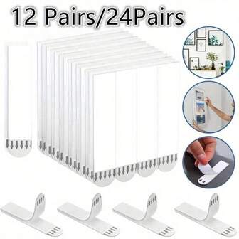 12/24ชิ้น เทปกาวสองหน้า - ตะขอแขวนผนังแบบไม่ทำลาย, ตะขอแขวนผนังเทปกาวถอดออกได้แบบไม่ต้องใช้เครื่องมือ, ที่แขวนแบบไม่ทำให้เกิดความเสียหาย, แถบแขวนสำหรับงานหนัก, ที่แขวนที่ไม่ต้องใช้เครื่องมือ, ไม่ต้องใช้ตะปู, ถอดออกได้โดยไม่ทำให้เกิดความเสียหาย, ตะขอแขวนกันน้ำ ของใช้ในครัว อุปกรณ์ครัว เครื่องมือในครัว