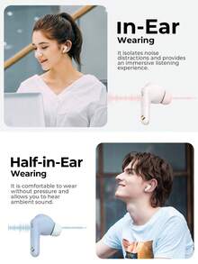 havit LIFE 01T 无线运动耳机，入耳式/半入耳式耳机，ENC 主动降噪，触控 HiFi 立体声耳机，带麦克风，兼容 iPhone/三星/华为/小米 - 綠色 - 查看 5