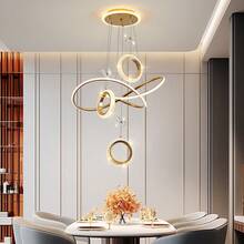 Modern Luxury New Crystal Flower Pendant Light For Bedroom, Dining Room, Living Room, LED Hallway, Staircase, Bar Counter Ceiling Light Fixture, Home Decor - Gold - View 5