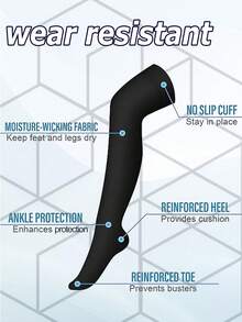 及膝压缩袜，男女通用长袜，适合跑步、骑行、运动健身，舒适保暖 - 黑色 - 查看 5