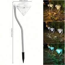 4-Pack Solar Diamond Path Light Strips With Flexible Pole - 8 Hours Of Lighting, Weather-Resistant Plastic With Nickel Batteries, IP44. Easy Semi-Recessed Installation For Gardens, Walkways, Patio Decoration, Outdoor Solar Lights, Garden Decor, Flashing Effect. - 亮光 - 查看 9