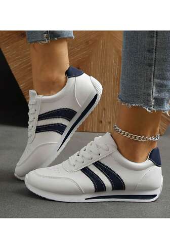Zapatos deportivos casuales para mujer, zapatillas deportivas de punto con estampado geométrico y cordones, adecuados para el hogar y todas las estaciones