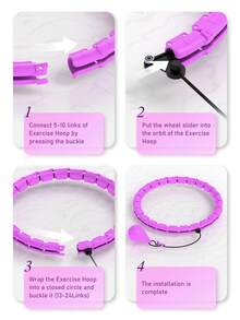 JLoibao 47英寸/120厘米成人减肥运动，适合女性和初学者，包括24个可拆卸链接和DIY空球（紫色） - 紫色 - 查看 3