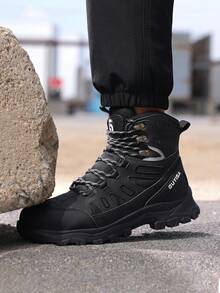 GUYISA Nuevos zapatos de seguridad de caña alta con puntera de acero, anti-aplastamiento, anti-perforación, botas tácticas de moda para minería y construcción, color negro, impermeables, suela de goma suave, cómodos y duraderos, adecuados para todas las estaciones