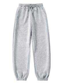 秋冬季加大码女装针织运动裤，加大码女童绒面保暖休闲九分裤