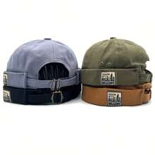 Xlamulu Vintage Docker Hat - Adjustable, Breathable Brimless Cap With Forest Patch, Lightweight And Hand Washable - Casual Sailor Hat Men And Women, Available In Khaki, Olive Green, And Purple - 棕色 - 查看 3