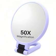 1pc 50X/40X/30X Handheld Magnifier, Double-Sided Mirror + Tweezers, 1X/40X Zoom, 360° Adjustable Handle, Foldable Travel Makeup Mirror, Handheld & Stand Design, Portable For Travel, Suitable For Daily Makeup, Shaving, Eyebrow Grooming, Great Gift - Multicolor - View 34
