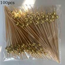 50个/100个/200个银色和金色80年代镜面迪斯科球竹制食品签，适用于70年代迪斯科生日婚礼派对装饰 - 彩色 - 查看 14