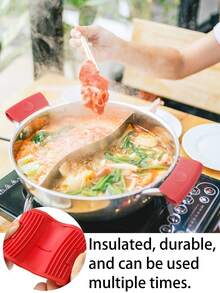 2个装硅胶锅柄套，耐高温耐磨锅柄套，锅柄隔热套，锅盖/平底锅防滑套，煎锅/平底锅硅胶隔热手柄套，防滑锅柄套，防止烫伤，适用于锅和炒锅的耐热手柄套，锅柄隔热套，通用厨房炊具替换装