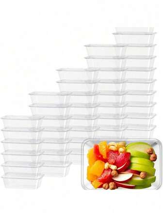 50 pièces Boîtes de conservation alimentaire en plastique avec couvercles étanches - 500 ml, empilables et micro-ondables, conviennent pour la préparation de repas et à emporter, boîtes bento rectangulaires durables pour une alimentation saine, boîtes repas ! Boîtes alimentaires transparentes ! Design transparent