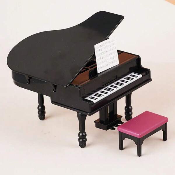 1:12 Escala Mini Piano Accesorio de Casa de Muñecas con Banco, Piano y Silla Modelo Realista - Réplica de Plástico Negro de Alta Calidad, Artesanía de Resina Duradera, Decoración del Hogar, Adorno de Oficina, Accesorio de Instrumento Musical, Diseño Realista Adecuado para Escenario de Casa de Muñecas, Regalo de Cumpleaños, Accesorios de Fotografía, Miniatura de Casa de Muñecas, Perfecto para Amantes de la Música, Muebles de Micro Jardín de Estilo Rústico, Excelente para Maceta Exterior y Accesorio de Escritorio de Oficina en el Hogar