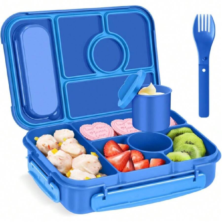 Bento Box Adult Lunch Box ,Lunch Containers For Adults//,5 Compartments Bento Lunch Box With Sauce Vontainers,Microwave & Dishwasher & Freezer , (Navy),26647378 - Màu xanh hải quân - Xem 1
