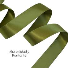 Rollo Listón De Tela Satinado 3.8cm Ancho y 45 Metros largo. Para Decoración, Envoltura De Regalo, Manualidades, Flores Eternas, Cinta Para El Cabello, Moños, Arreglos Florales, Ramos yás. MARCA JACK BROTTHERS (Verde Olivo) - Verde Oliva - Ver 5
