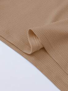 1pc Women's Solid Color Ribbed Camisole With Padded Bust, Casual Cropped Tank Top