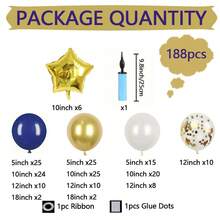 188Pcs Party Decorations, Navy Blue And Gold Balloon Arched Wreath Set Air Pumps, Anniversary, Wedding Decorations, 2026 New Year Decorations, Birthday Decorations, Gender-Revealing Balloons, Dance And Wedding Anniversary Decorations, Happy Birthday Balloons - 藍色 - 查看 3