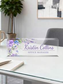 Personalized Acrylic Desk Nameplate With Succulent Floral Design,Contemporary Style Office Decor, Ideal For Bedroom, Custom Name Psychologist Office Sign For Desk, Non-Electric, Perfect For Christmas And Halloween Gifts - Multicolor - View 29
