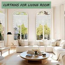 Beige Floral Lace Curtain Swag - Semi-Sheer Rod Pocket Valance For Kitchen, Bathroom, Living Room & Bedroom Half Window, Vintage Farmhouse Decor, 59x39 & 70x39 Inch Options, 1 Panel - 米色(59x39Inch) - 查看 7