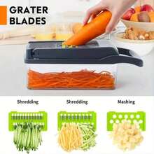 1 6-In-1 Vegetable Onion Chopper, Multifunctional Cutting Machine, Ingredient Processing Tool, Onion Chopper With Drain Basket, Carrot Garlic Chopper With Container, Kitchen Tools, Kitchen Accessories, Suitable For Home/Restaurant To Quickly Chop Vegetables