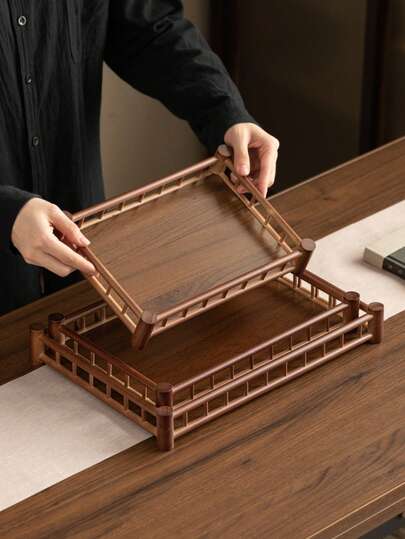 1 pezzo Vassoio in legno di noce con manico, per contenere cibo, snack, bevande, sushi, bistecca, pizza, dessert, torte, pane, vassoio per colazione, vassoio per caffè, vassoio per tè, vassoio per affettati