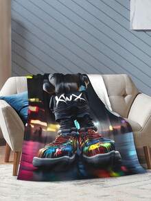 Kawss Kawaii Kaw Blanket Premium Anime Throw Blanket - Ultra Soft Flannel, Cartoon Print, Ideal Gift For Fans For Christmas & Birthday, For Sofa, Bed, Camping & Travel - Black - View 8