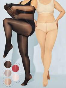 1/2 Pairs Women's Large Size Oiled Aurora Black Stockings Bottom Socks - Multicolor - View 2