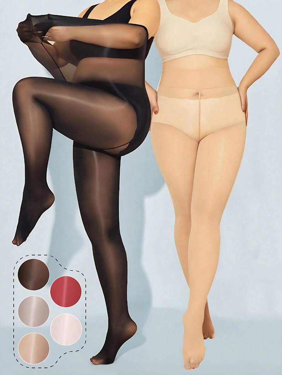 1/2 Pairs Women's Large Size Oiled Aurora Black Stockings Bottom Socks
