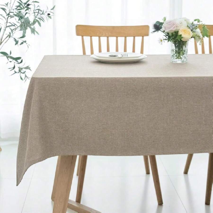 Rectangular Tablecloth Linen Texture Stain Proof Waterproof Wrinkle Free Spillproof Washable Slubby Texture Table Cloth Farmhouse Tablecloths For Dining Party Holiday, 60 X 140 Inch, Mocha,26583664 - Mocha Brown - View 1