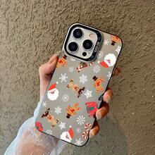 Funda de Teléfono Plateada Estética de Reno de Navidad y Hombre de Jengibre, Cubierta Protectora a Prueba de Golpes para Apple 16 11 15 14 13 12 Pro Plus, Regalo de Navidad Lindo para Mujeres, Hombres, Adolescentes y Chicas - Colores mixtos - Ver 10