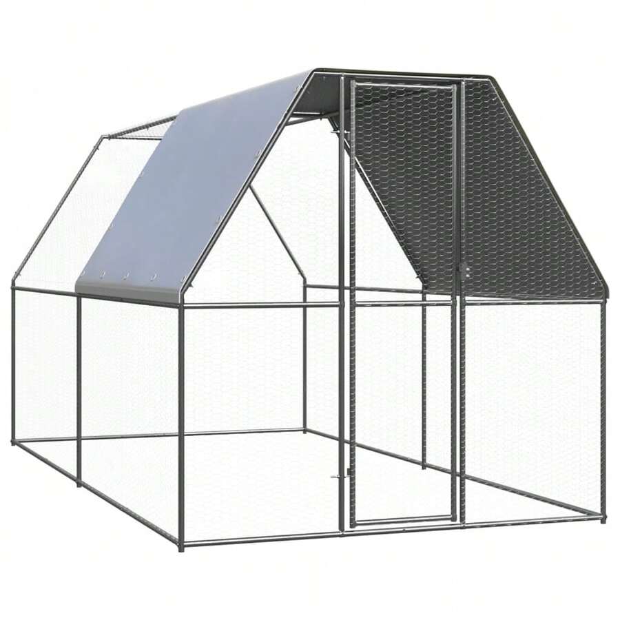 vidaXL Outdoor-Hühnerkäfig 2x4x2 M Verzinkter Stahl - Argento - Visualizzare 1