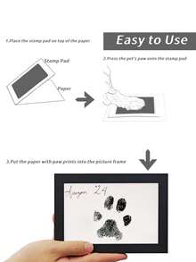 2 件/套 非接触式印台 + 印章纸，可用于制作手印和宠物纪念品。非接触式纪念小印章，黑色印台，表面易于清洁，耐用塑料材质，适用于爪印、手印和宠物印章 | 装饰性和纪念性宠物印台 | 简约设计 | 光滑表面宠物印台