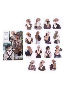 30pcs/Pack Vintage Girl Silhouette Stickers, Scrapbooking Decorative Stickers For Diary, Photo Album, Craft DIY - Multicolor - View 14