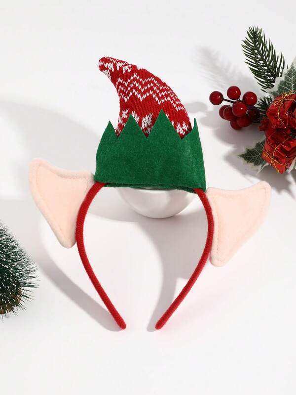 قبعة سانتا للنساء بأذنين قطعة واحدة، ديكور حفلة جميل، أداء تنكري، شريط رأس أحمر عصري، حفلة بوهيمية كاجوال أنيقة
