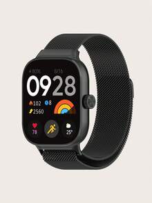 حزام حلقة ميلانية معدنية متوافق مع ساعة شاومي 4 النسائية/الرجالية قطعة واحدة قابل للتعديل من شبكة فولاذية مغناطيسية قابلة للتنفس