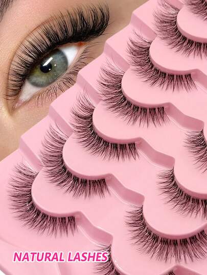 Asiteo 7 pares de pestañas postizas de aspecto natural, suaves y delgadas, cómodas de usar, pestañas de mink falso, efecto de maquillaje diario natural, reutilizables