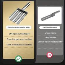 1个不锈钢易脱模不粘饭团机 - 用于制作完美的饭团、肉丸、沙拉三明治等，多功能厨房工具，例如虾酱和鱼丸，是家庭厨师和厨房爱好者的理想之选，饭团制作工具 - 銀色 - 查看 6